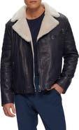 GORSKI Mens Nappa Moto Jacket with Genuine Shearling