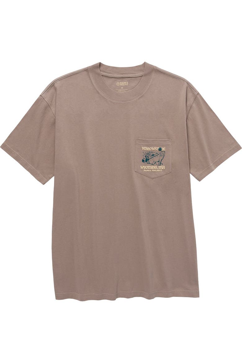 Yellowstone Puff Print Pocket T-Shirt, Alternate, color, Mushroom Grey