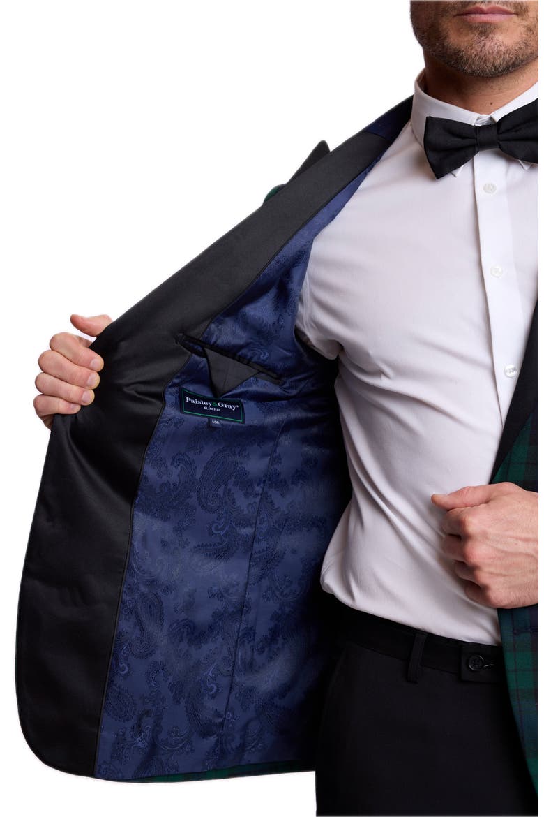 Kyle Peak Lapel Tuxedo Jacket, Alternate, color, BLACK WATCH TARTAN