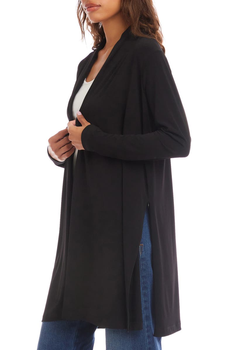 Karen Kane Open Front Side Zip Cardigan, Alternate, color, Black