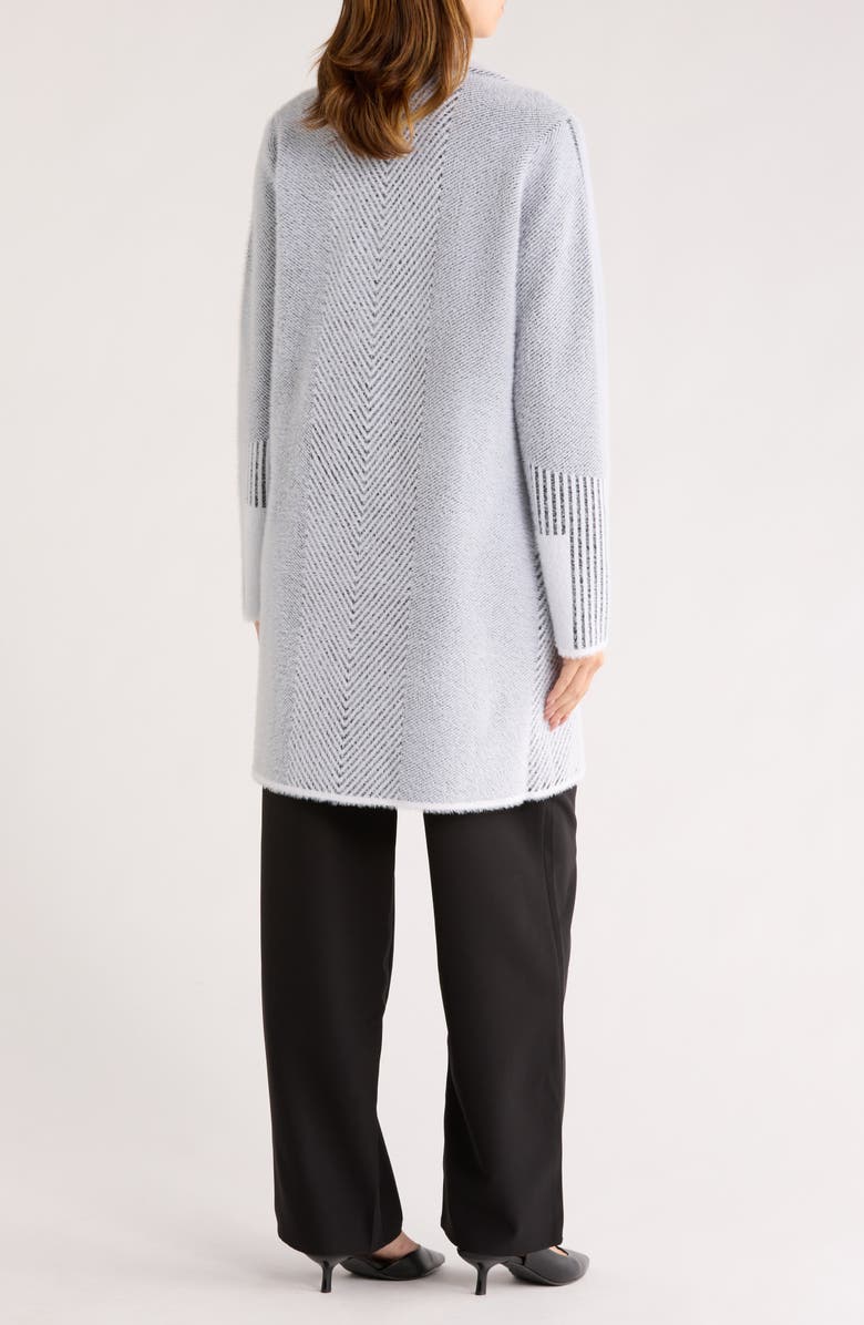 BY DESIGN Anchorage Eyelash Knit Cardigan, Alternate, color, Black/ White