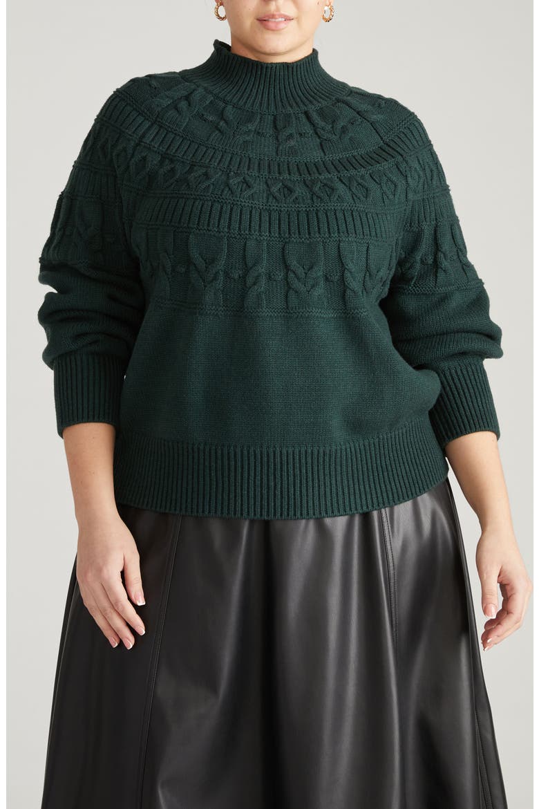 Safiya Mock Neck Sweater, Main, color, SCARAB GREEN