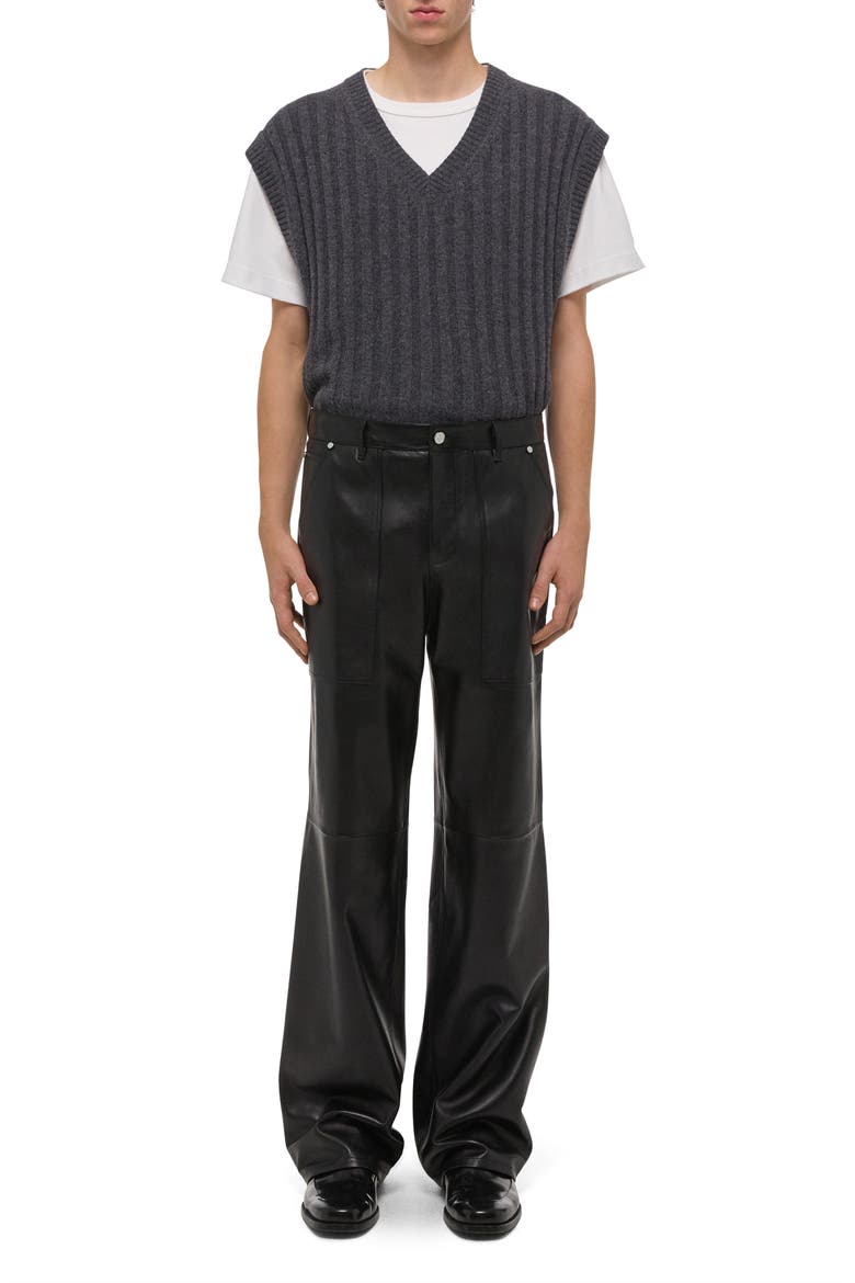 Bonde Leather Utility Pants, Alternate, color, BLACK/ BLACK
