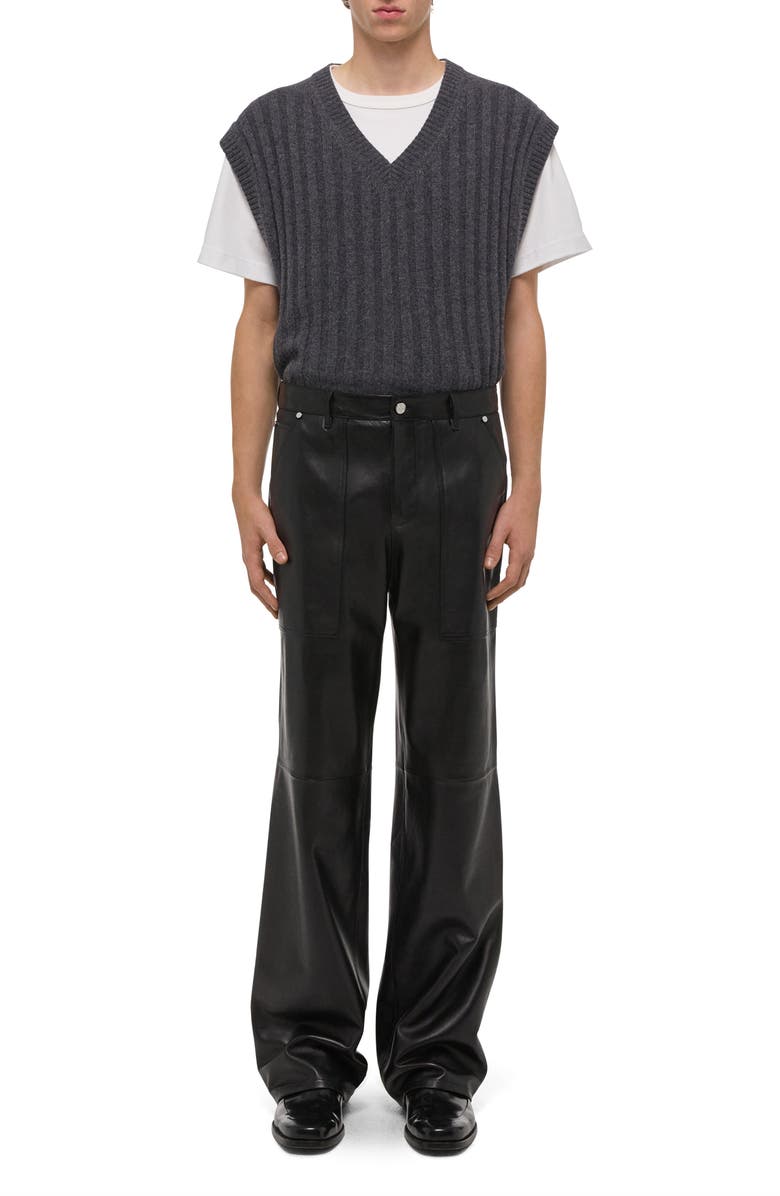 Helmut Lang Bonde Leather Utility Pants, Alternate, color, Black/ Black