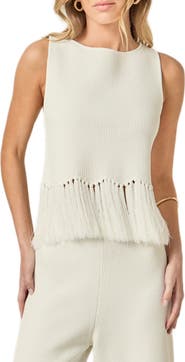 English Factory Fringe Hem Waffle Knit Tank