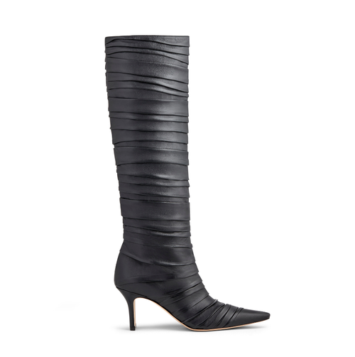 Neil J. Rodgers Plisse Knee Boot In Black Nappa