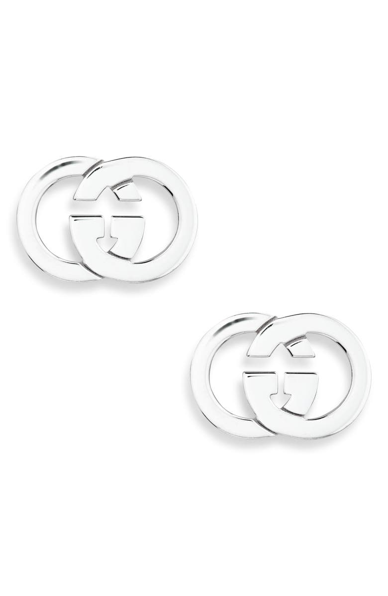 Gucci Interlocking-G Stud Earrings, Main, color, Silver