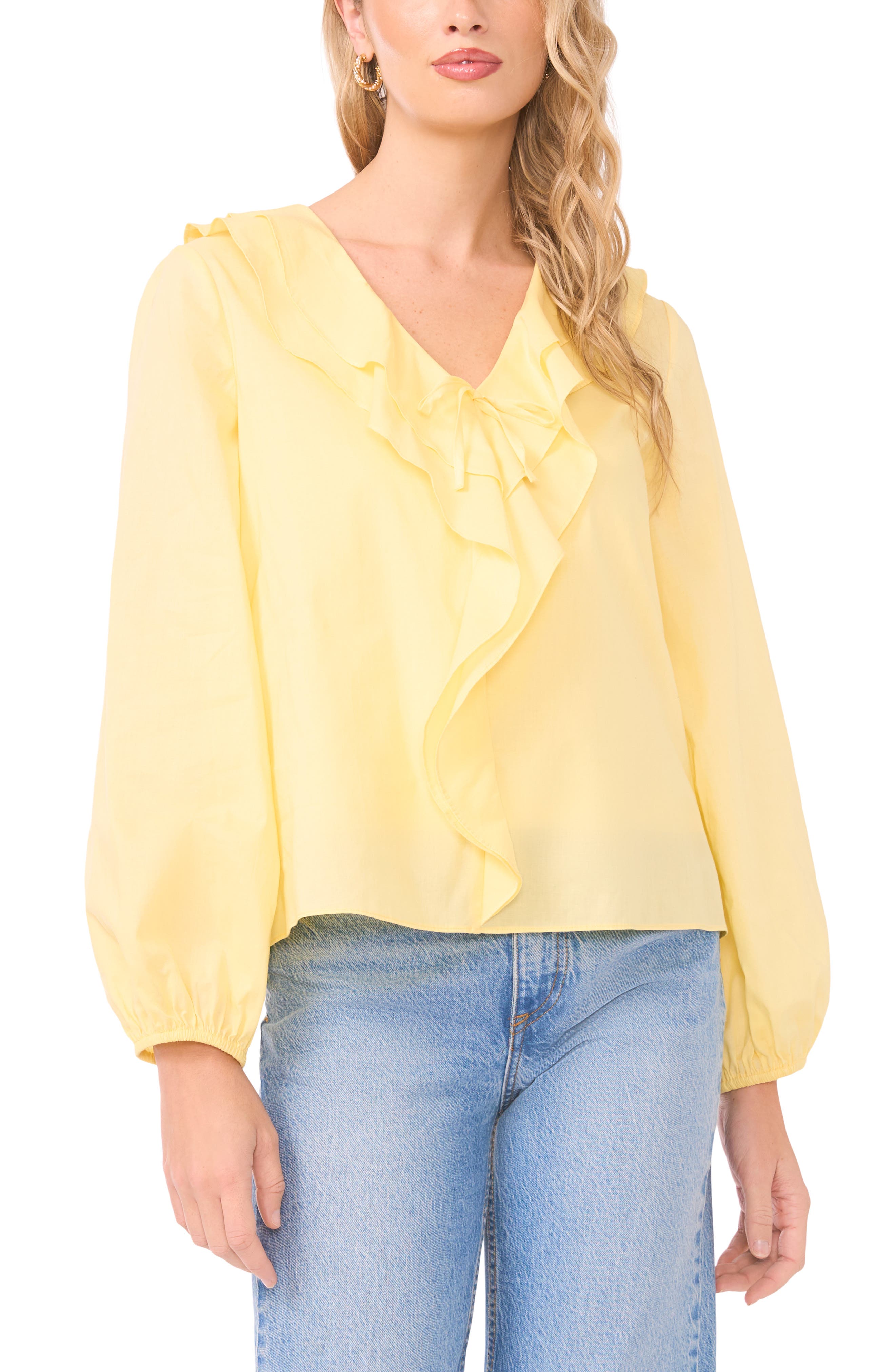 Double Ruffle Long Sleeve Cotton Top - image 3