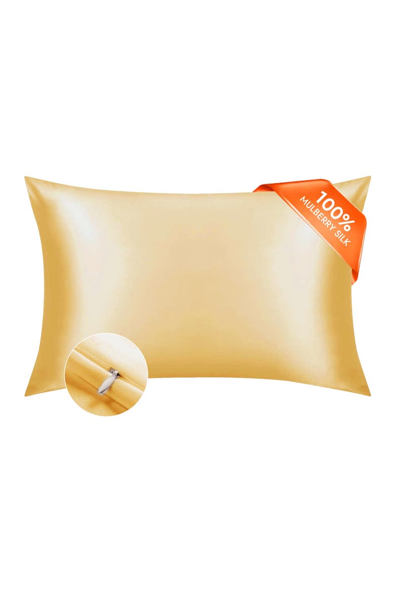 22Momme Mulberry Silk Hidden Zipper Pillowcase, Main, color, Champagne