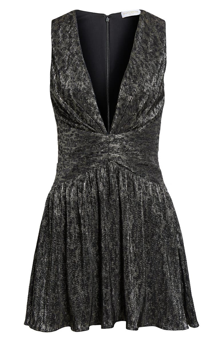 Ramy Brook Judy Metallic Plunge Cocktail Minidress, Alternate, color, Black Animal Lame