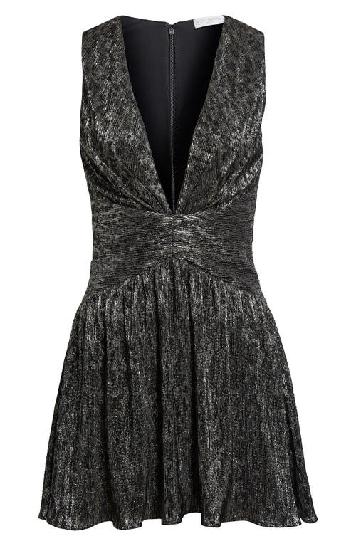 Ramy Brook Judy Metallic Plunge Cocktail Minidress In Silver