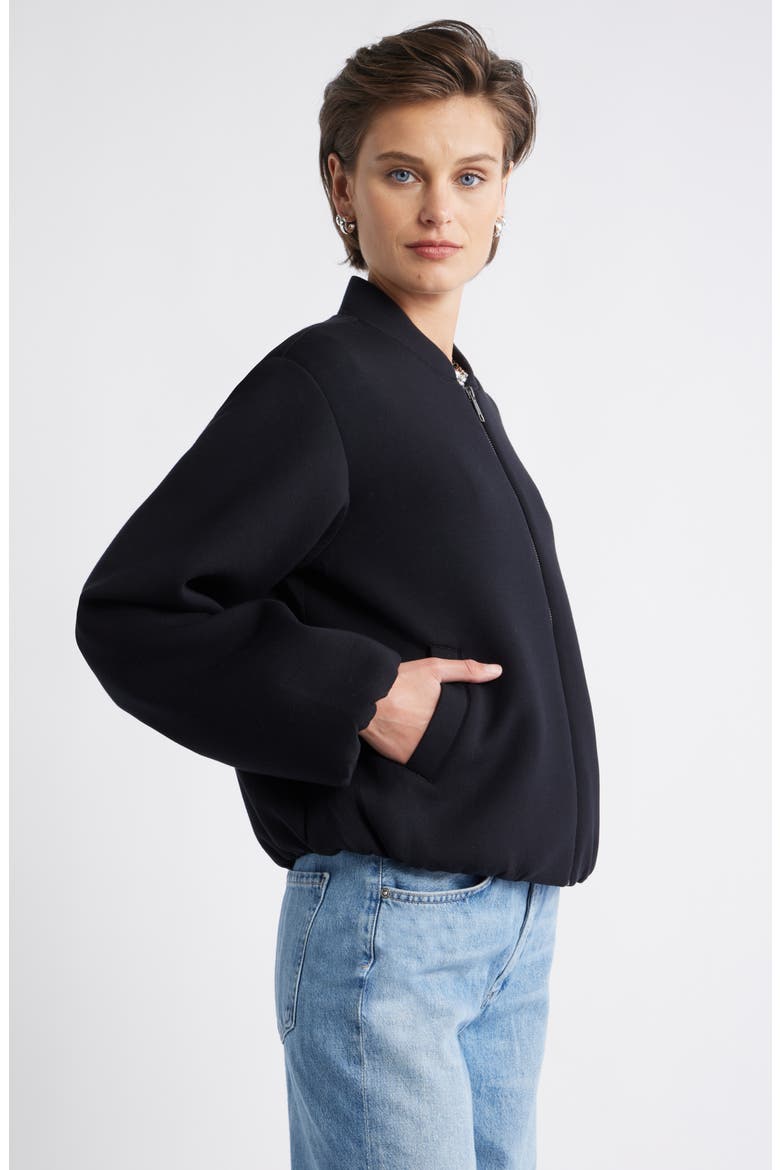Scuba Knit Bomber Jacket, Alternate, color, BLACK