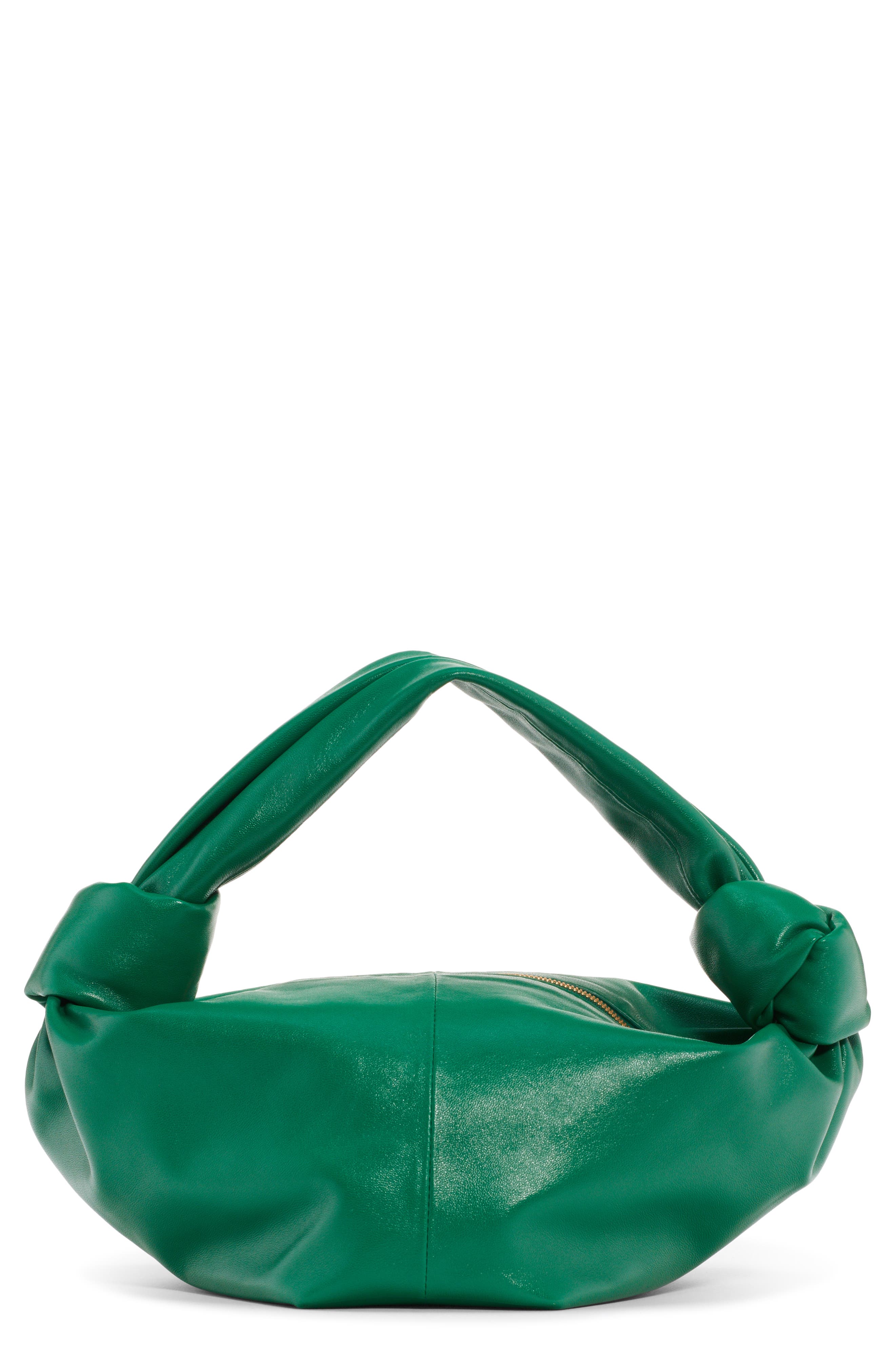 Mini Leather Hobo, Main, color, RACING GREEN/ GOLD