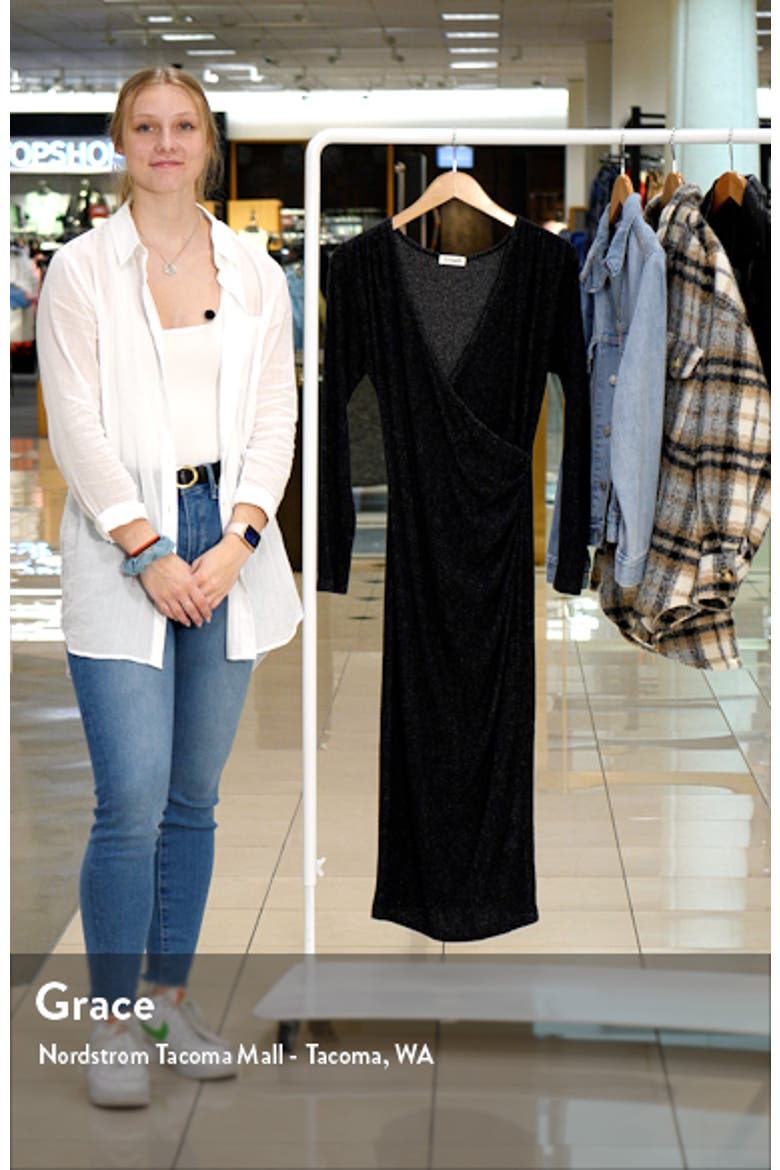 Long Sleeve Faux Wrap Midi Dress video