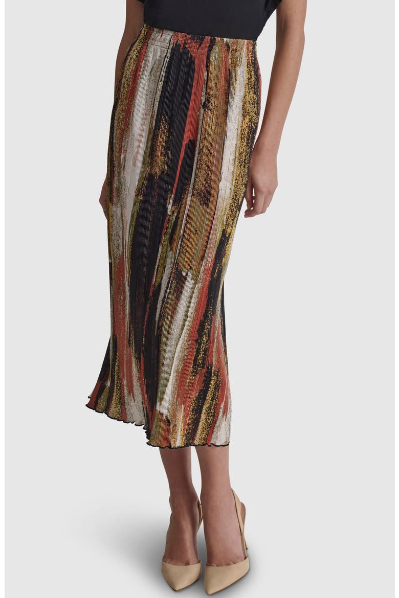 Print Plissé Skirt, Main, color, PAINT STROKE