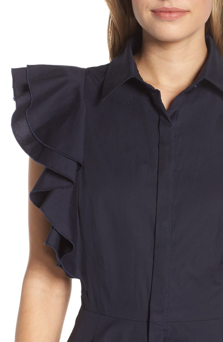 1901 Ruffle Sleeve Fit & Flare Dress, Alternate, color, 