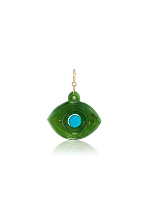 Jade and Turquoise Hand-Carved Eye Charm