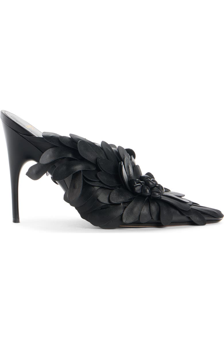 Balenciaga Duchesse Floral Petal Pointed Toe Mule, Alternate, color, Black/ Gold