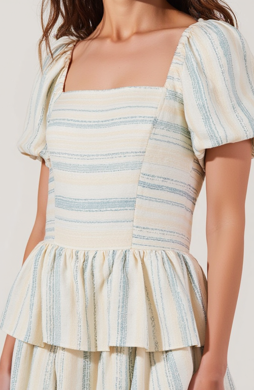 Modenaire Puff-sleeve Tiered Maxi Dress With Smocked Bodice In Multi