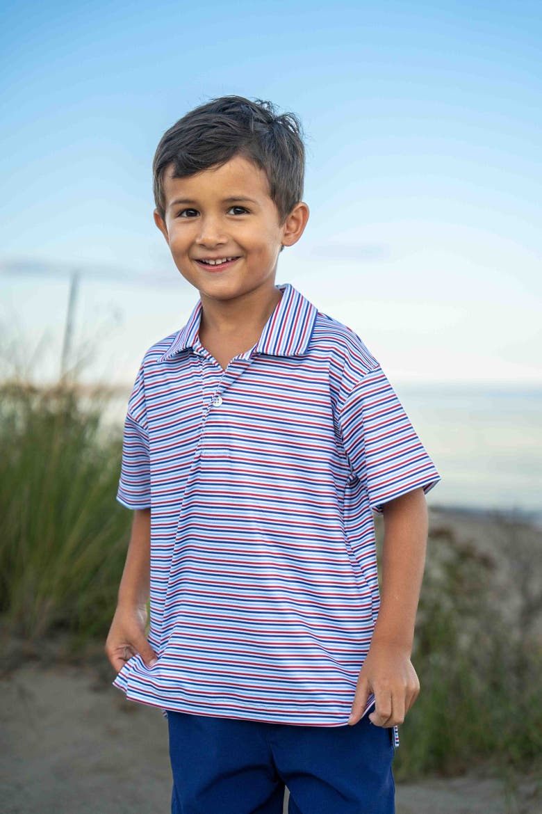 Stripe Print Performance Knit Polo, Alternate, color, Blue/White/Red