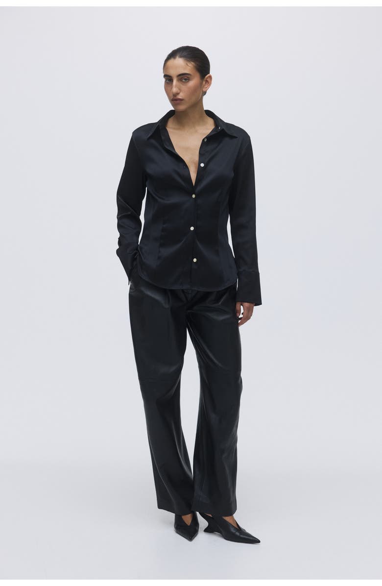 H&M Fitted twill shirt, Main, color, Black