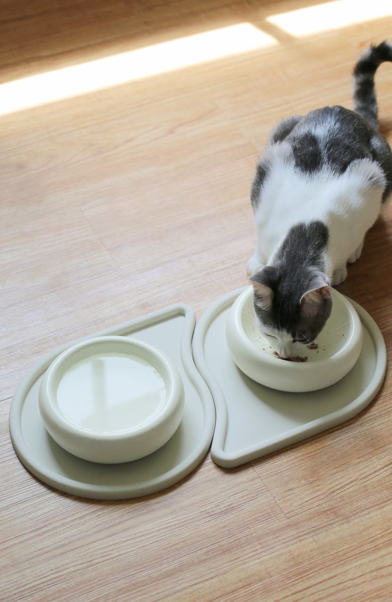 Catenary Drop Set of 2 Pet Mats, Alternate, color, White