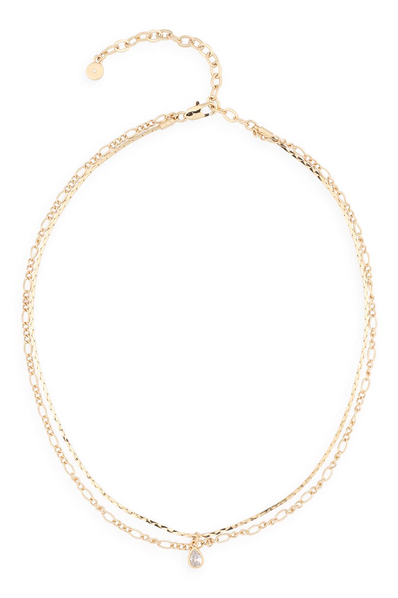 Dewdrop Layered Chain Necklace, Alternate, color, GOLD