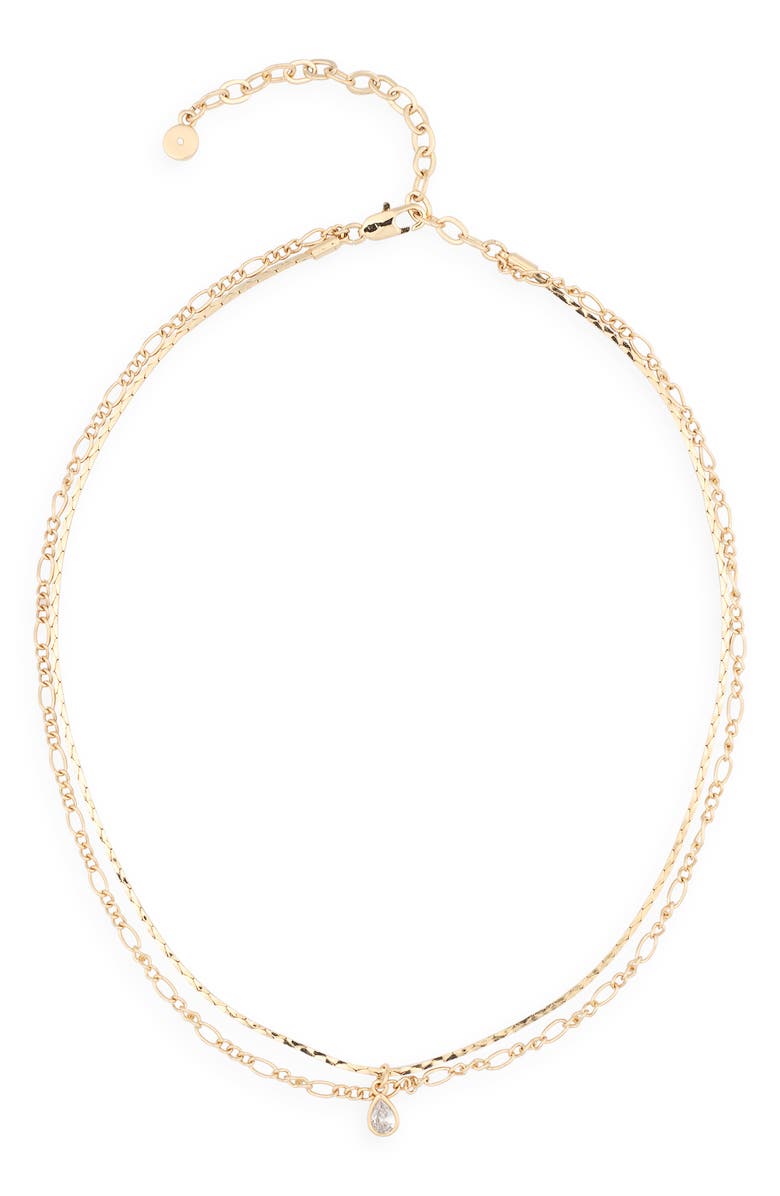Ettika Dewdrop Layered Chain Necklace, Alternate, color, Gold