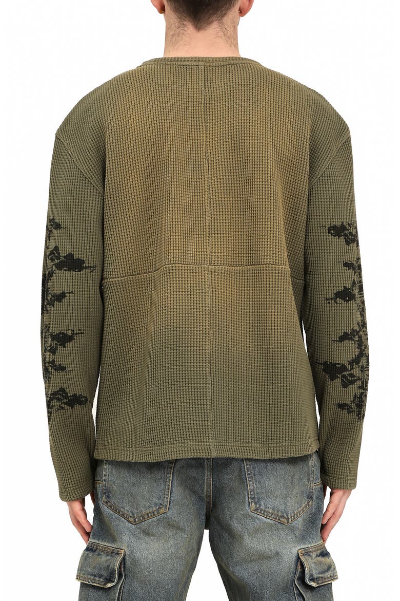 Logo Long Sleeve Waffle Knit T-Shirt, Alternate, color, GREEN