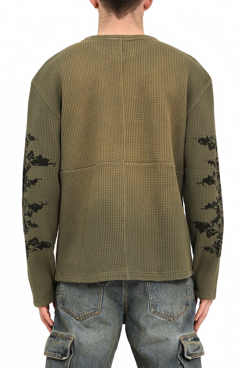 PURPLE BRAND Logo Long Sleeve Waffle Knit T-Shirt, Alternate, color, Green