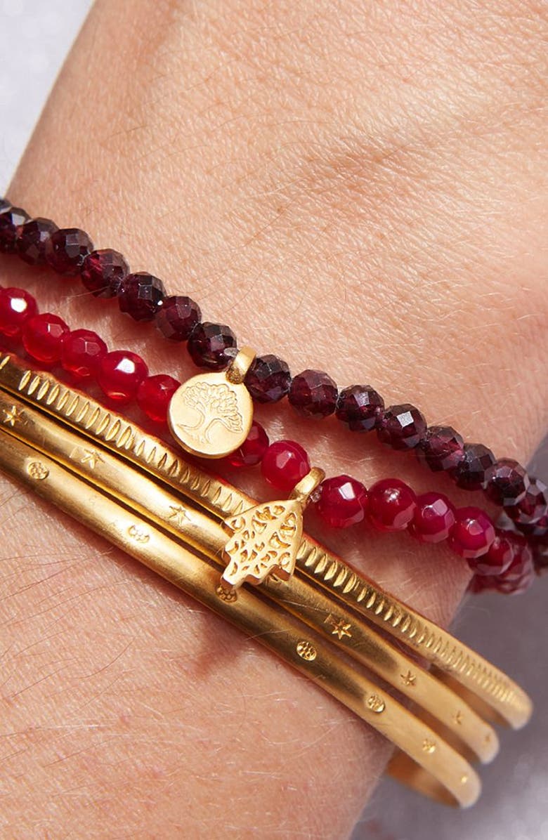 Satya Jewelry Tree of Life Garnet Gemstone Bracelet, Alternate, color, Red