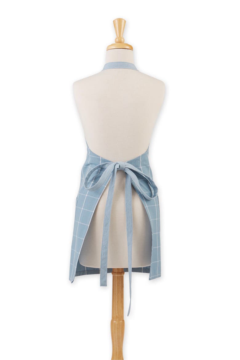 Windowpane Print Cotton Apron, Alternate, color, BLUE