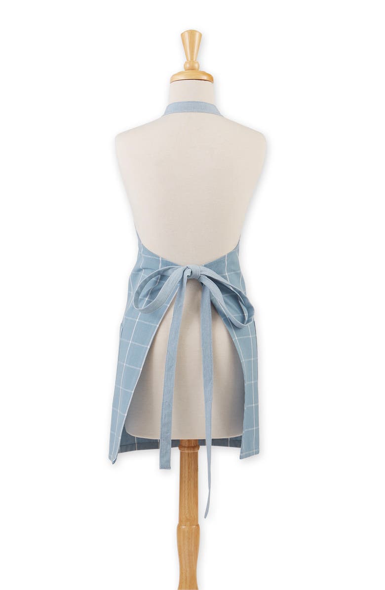 Design Imports Windowpane Print Cotton Apron, Alternate, color, Blue