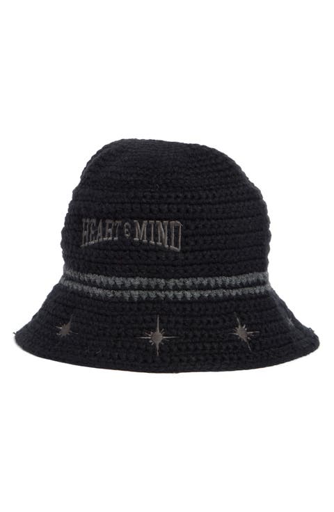 Embroidered Knit Bucket Hat