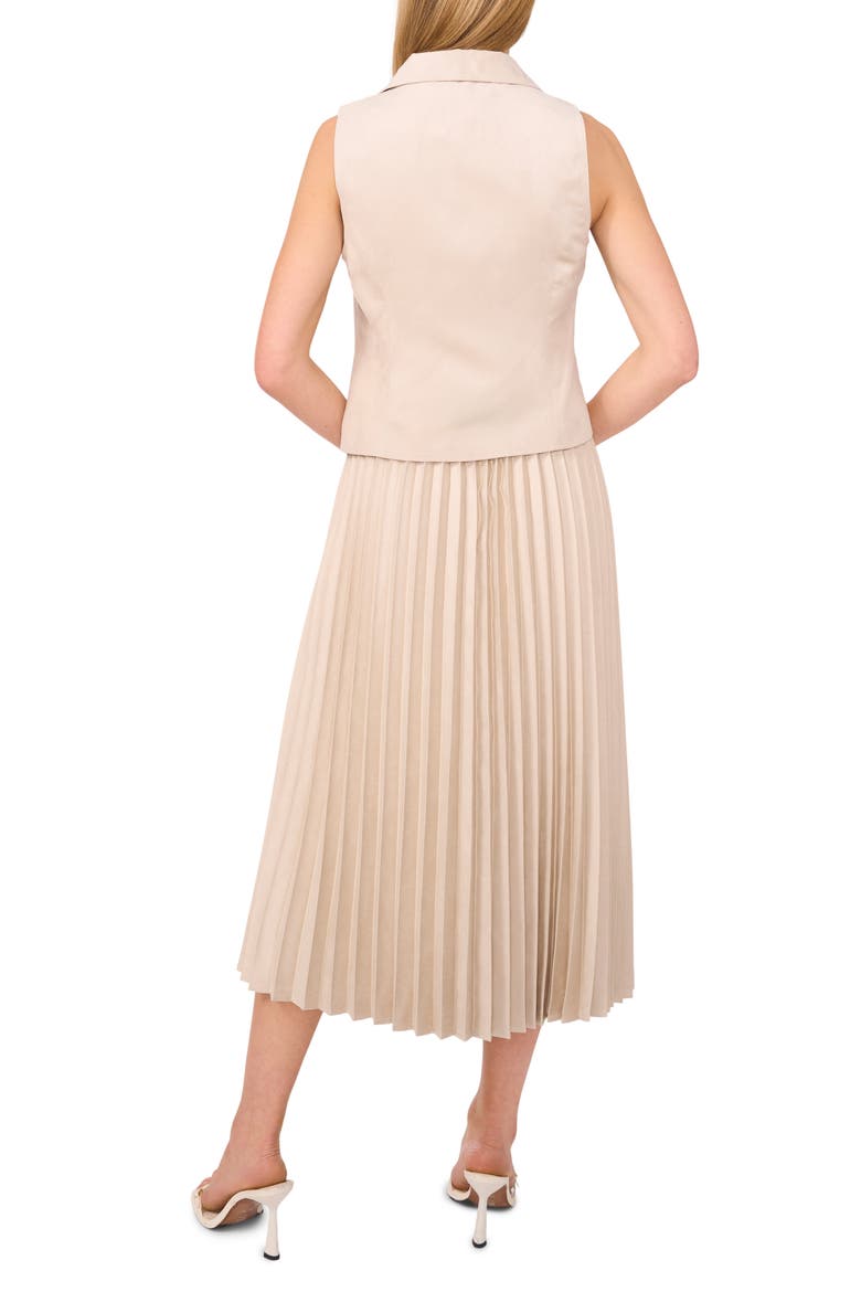Pleated A-Line Faux Suede Midi Skirt, Alternate, color, FLAX TAUPE