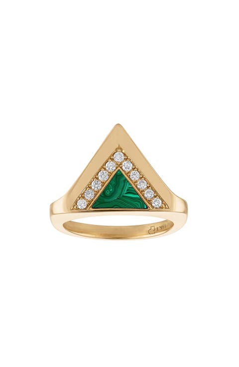What's the Point 14k Gold Malachite & Diamond Stack Ring
