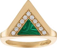 EDEN PRESLEY What's the Point 14k Gold Malachite & Diamond Stack Ring
