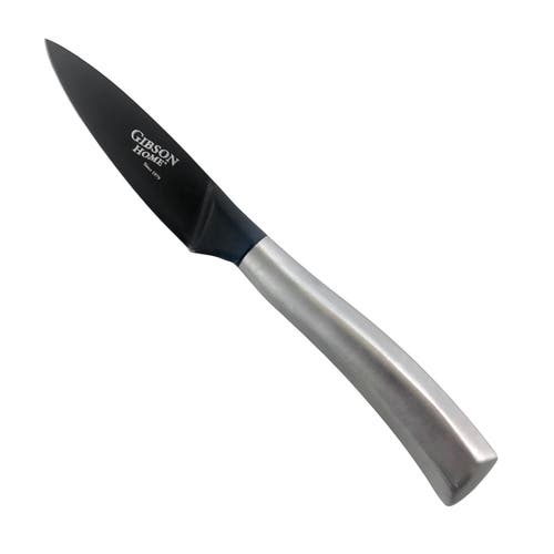 Gibson Home Opus 3.5 Inch. Stainless Steel Paring Knife With Black Blade In Silver