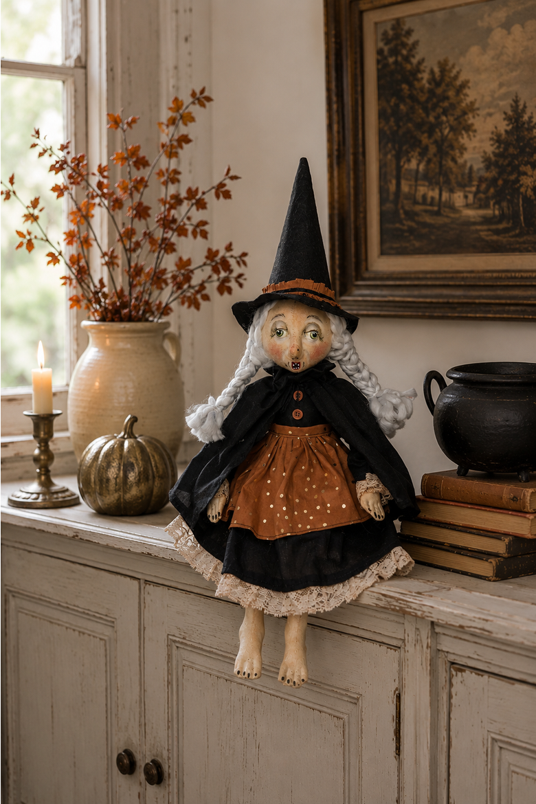Morgan Witch Halloween Folk Art Figurine 20", Alternate, color, Black
