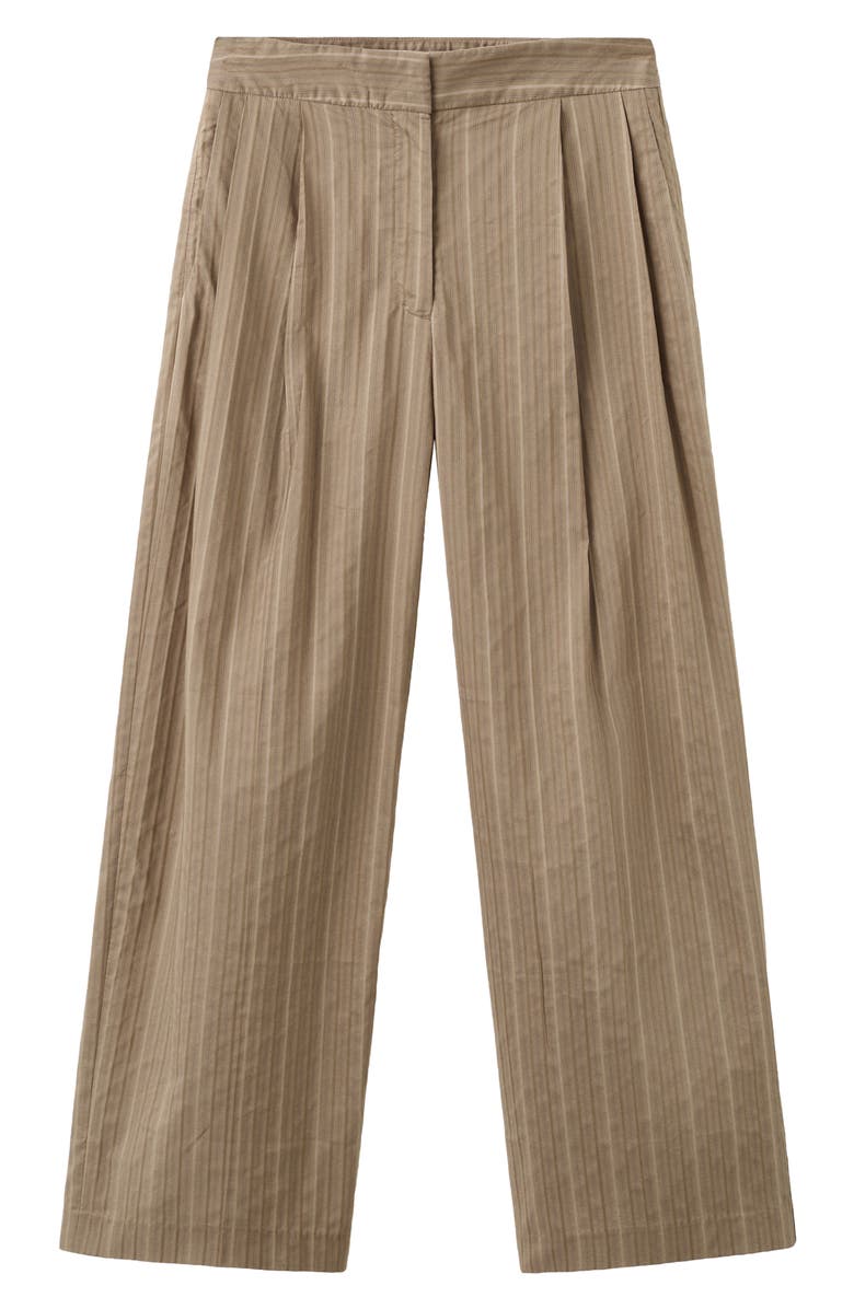 MANGO Stripe Straight Leg Pants, Main, color, Brown