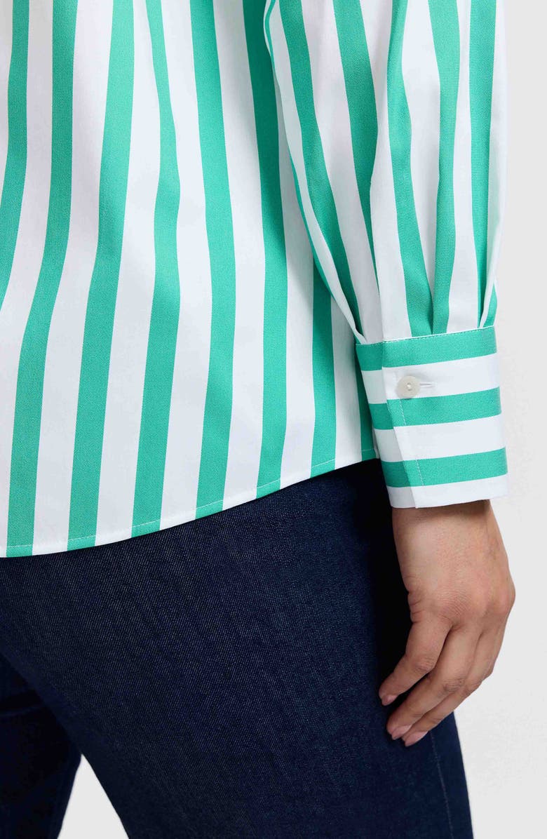 Foxcroft Mary Stripe Cotton Blend Button-Up Shirt, Alternate, color, 