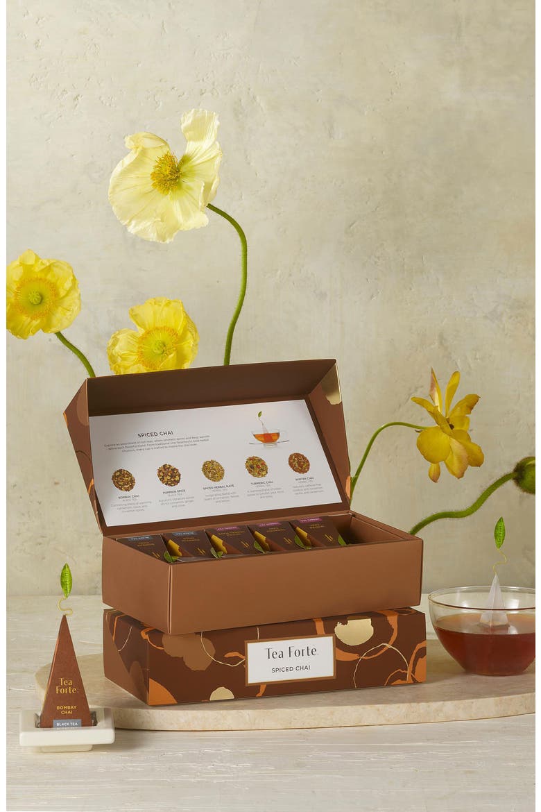 Spiced Chai Petite Presentation Box Tea Set, Alternate, color, BROWN