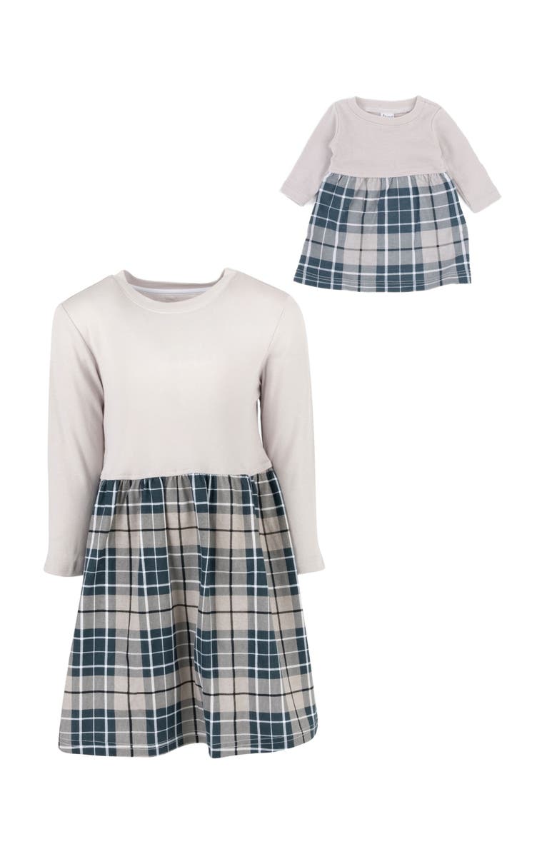 Leveret Girls Skirt Dress with Matching Doll Dress, 100% Cotton, Alternate, color, Light Gray