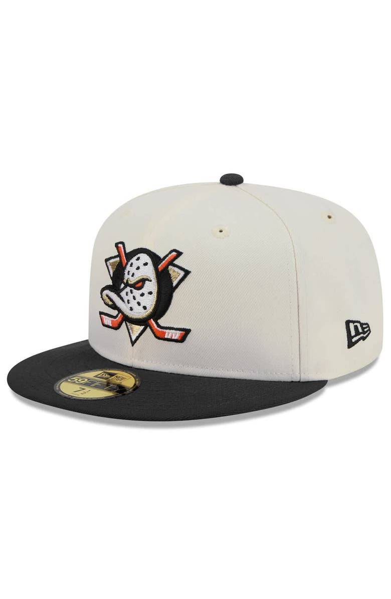 New Era Men's New Era  White Anaheim Ducks Chrome Two-Toned 59FIFTY Fitted Hat, Alternate, color, 
