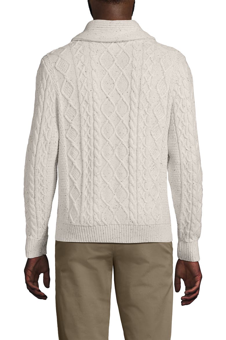 Cotton Blend Cable Shawl Cardigan Sweater, Alternate, color, Antiqued Alabaster Donegal