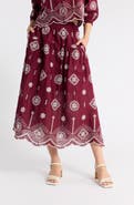 1901 Cotton Eyelet Midi Skirt