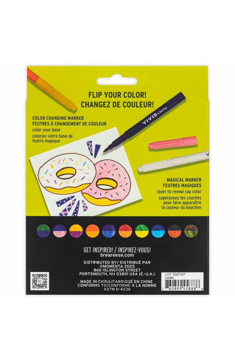 Brea Reese Vivid Color Changing Markers, 10 Color & 2 Magic Ink Markers, Alternate, color, Multicolored