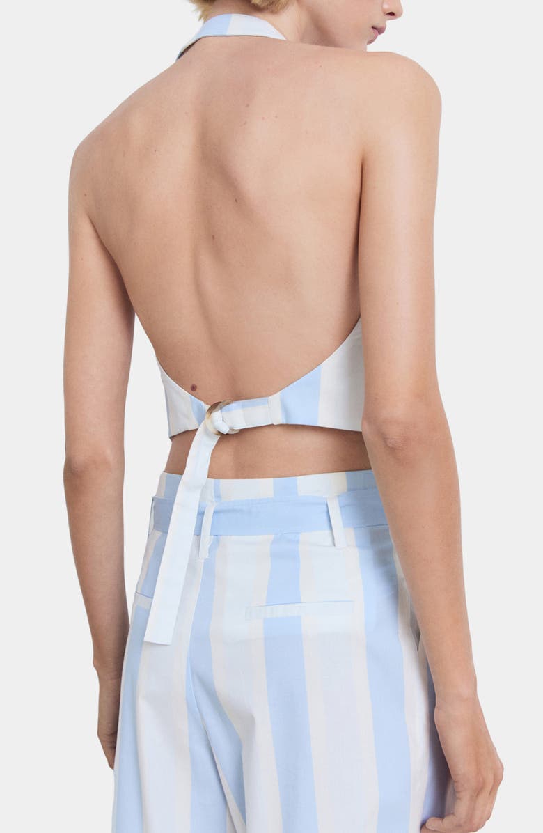 MANGO Stripe Cotton Blend Halter Vest, Alternate, color, Sky Blue