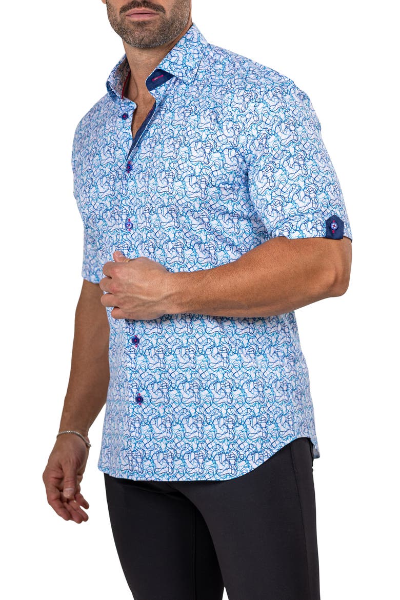 Galileo Marthy Short Sleeve Button-Up Shirt, Alternate, color, WHITE