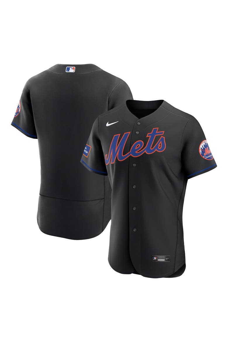 Men's Nike Black New York Mets Alternate Sponsor Patch Authentic Jersey, Main, color, Black